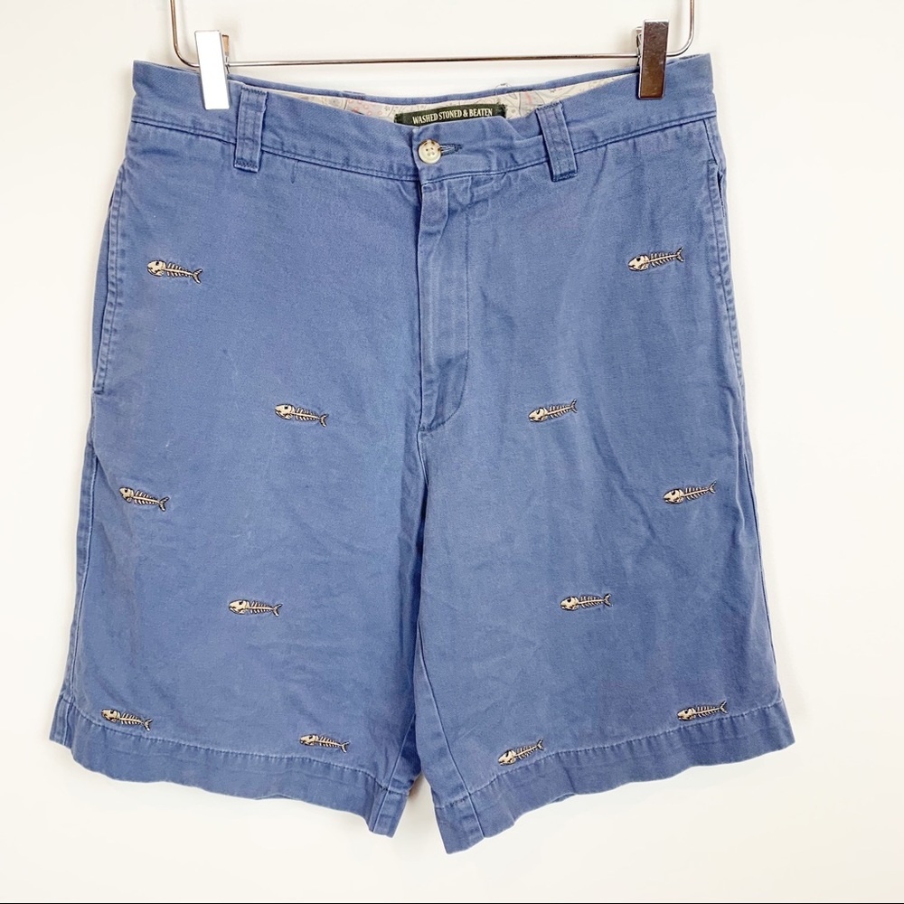 Washed Stoned & Beaten | Men's Cotton Fish Shorts